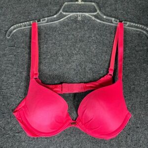 Victoria's Secret Hot Pink Plunge Underwire Bra 32B Adjustable Straps 36007682